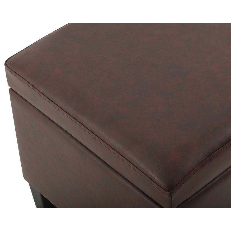 Faux Leather Lift Top Storage Bench, Coffee Brown