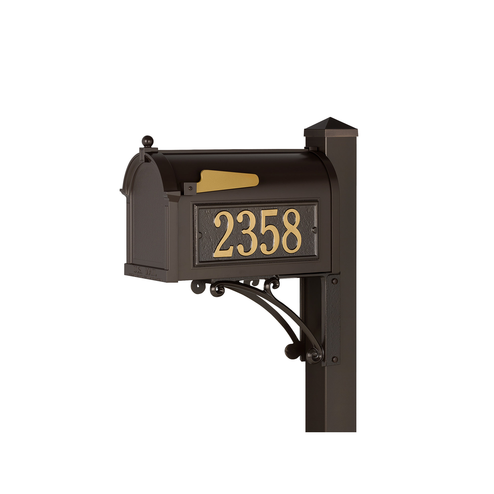 Superior Post Mounted Mailbox, Bronze, Yes