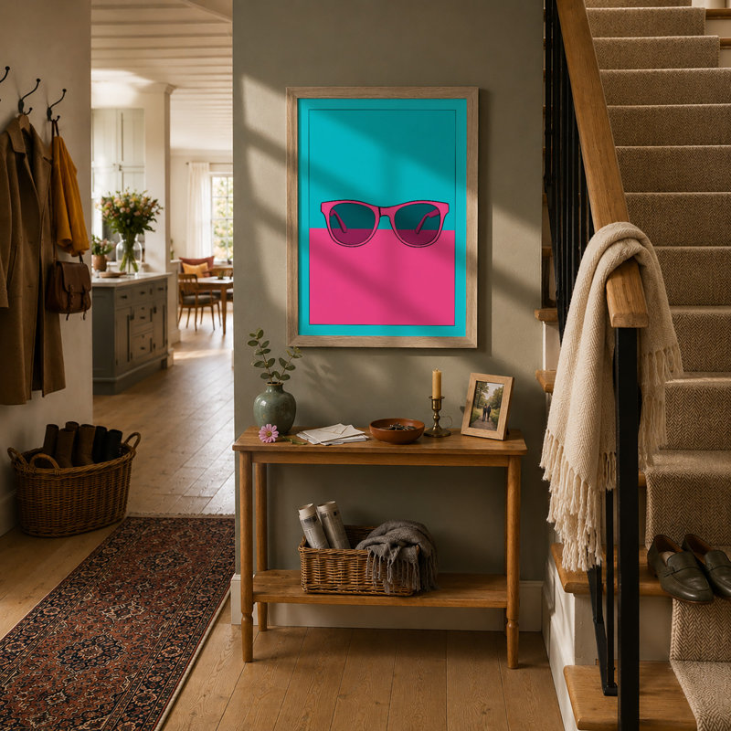Neon Shades Modern - Framed Print, Oak, A3 - 42.0 x 29.7 cm