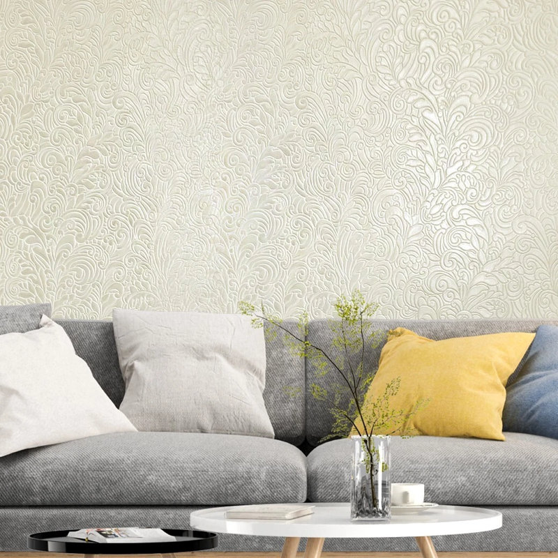 Rouleau de papier peint gaufré ivoire beige