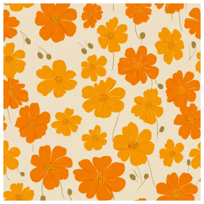 Couvre-lit matelassé orange et jaune à fleurs toutes tailles, Double
