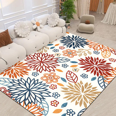  Area Rug Living Room Rugs 5x7ft Soft Indoor Carpet Modern Rug with Non Slip Rubber Backing for Under Dining Table Home,embroidery floral front