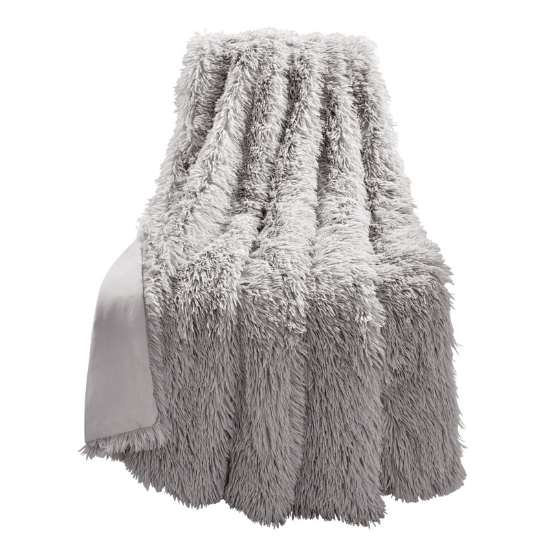 Jeté en fausse fourrure Exie, gris