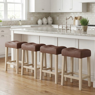 Ensemble de 4 tabourets de bar rembourrés à hauteur de comptoir, siège de selle ergonomique profilé et courbé avec rembourrage en éponge douce et très résistante