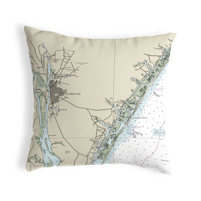 Coussin décoratif intérieur/extérieur non-cordante nc wilmington-wrightsville beach, 12"H x 12"W