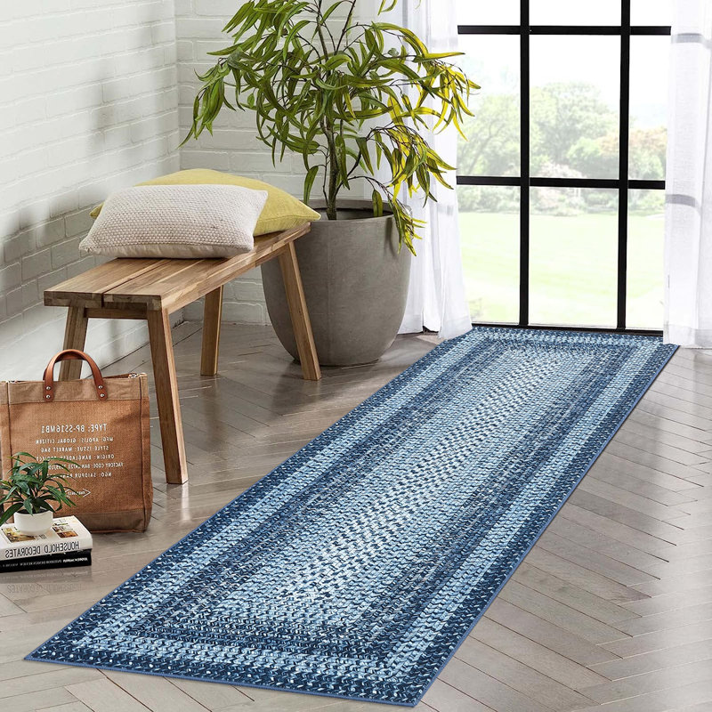 Tapis moderne lavable pour imitation de chambre à coucher Tapis tressé à motif géométrique doux antidérapant