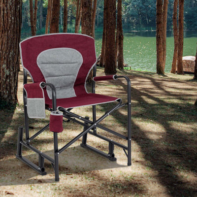 Outdoor Rocker Camping Chair for Adults with Dual Springs Padded Back by Arlmont & Co.