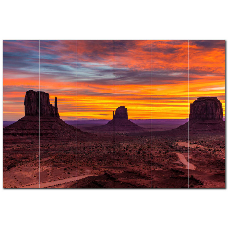 Murale décorative en céramique 4,25 po x 4,25 po Sunset
