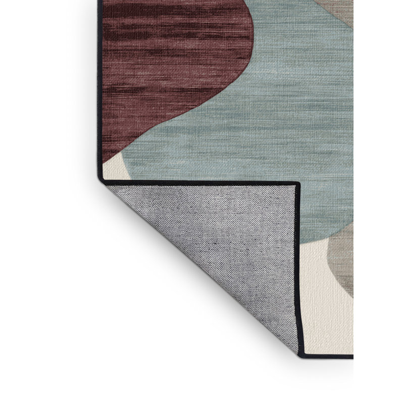 Tapis gris aquarelle lavable à la machine, Rond 4 pi