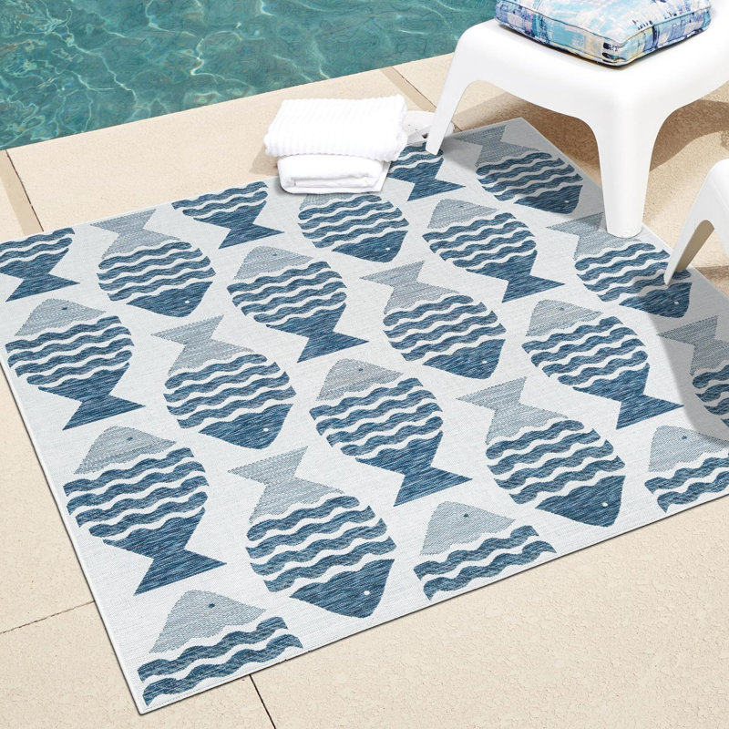 Outdoor Coastal Indoor/Outdoor Area Rug, Square 13'1"