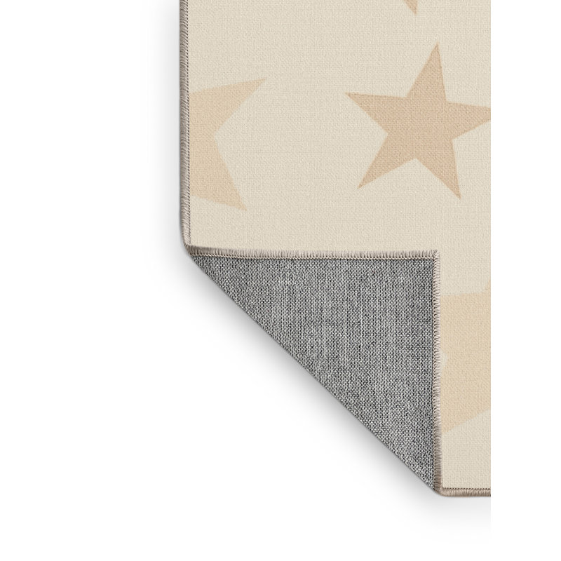 Tapis beige moderne et contemporain lavable à la machine à motif abstrait Ahart du 4 juillet - reliure beige, 2 x 5