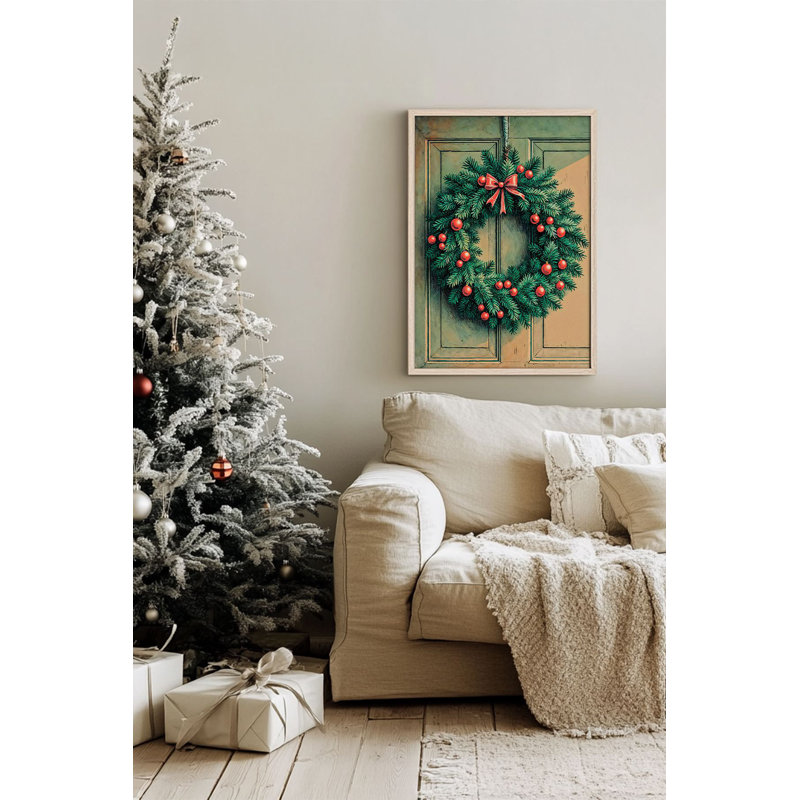 «Festive Christmas», peinture encadrée décorative de 13,0 po x 19,0 po | Cadre 100% bois massif (épaisseur: 0,8 pouce), œuvre d'art 100% MDF | Impression numérique pour des couleurs vives, décoration murale parfaite pour la maison et le bureau