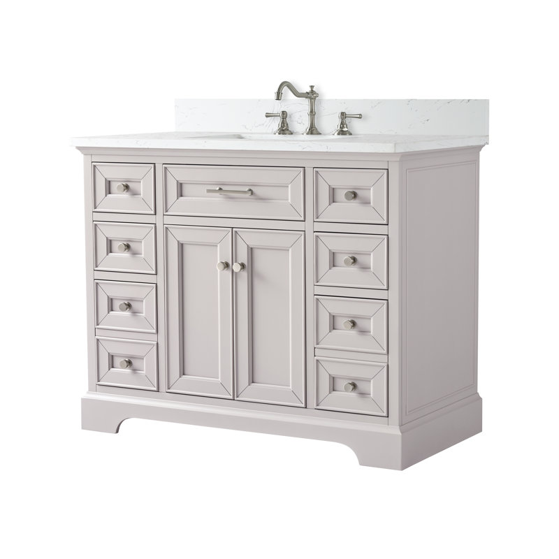 Thompson 42" W Single Bathroom Vanity, Taupe/Brushed Nickel