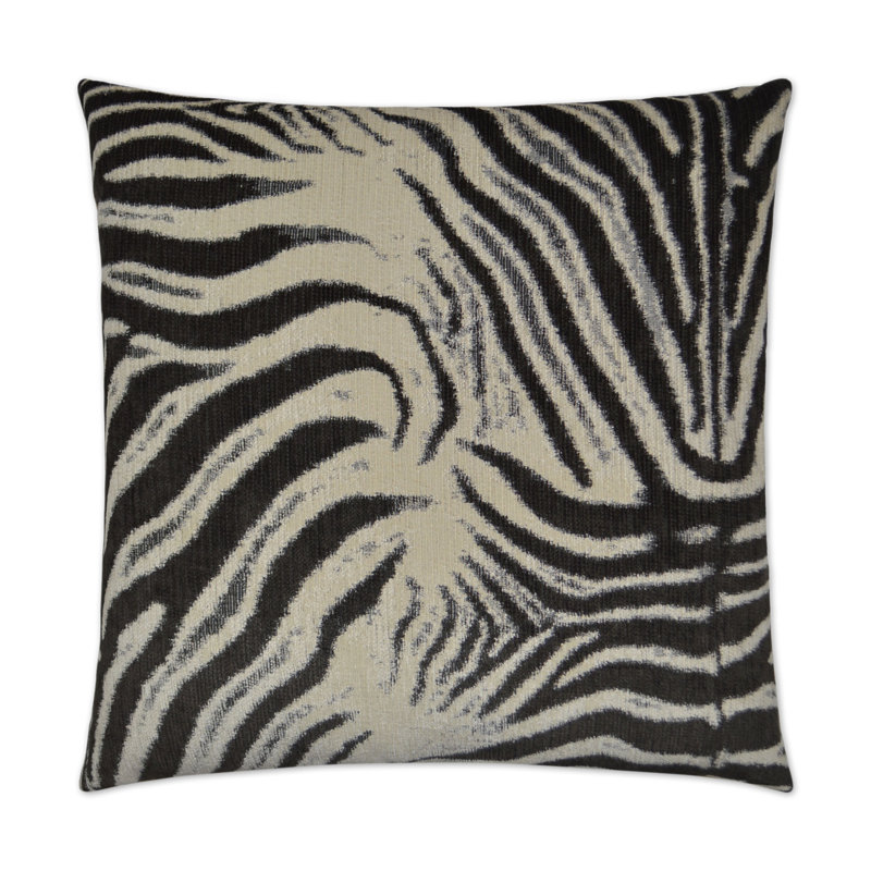 Zebrana Animal Print Throw Pillow, Charcoal, Square 24"