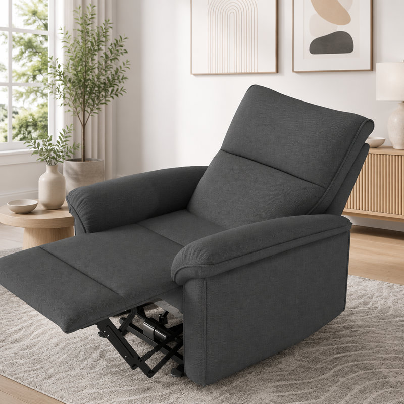 Fauteuil inclinable électrique Wall Wall, Tissu velours flocon de neige, Gris foncé