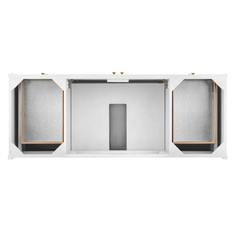 Chicago 60'' W Double Vanity, Charcoal Soapstone, Glossy White, 8" Widespread