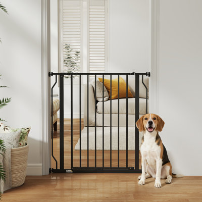 Dog Gate Wide Stair Gate with Door Pressure Fit 75-85W cm