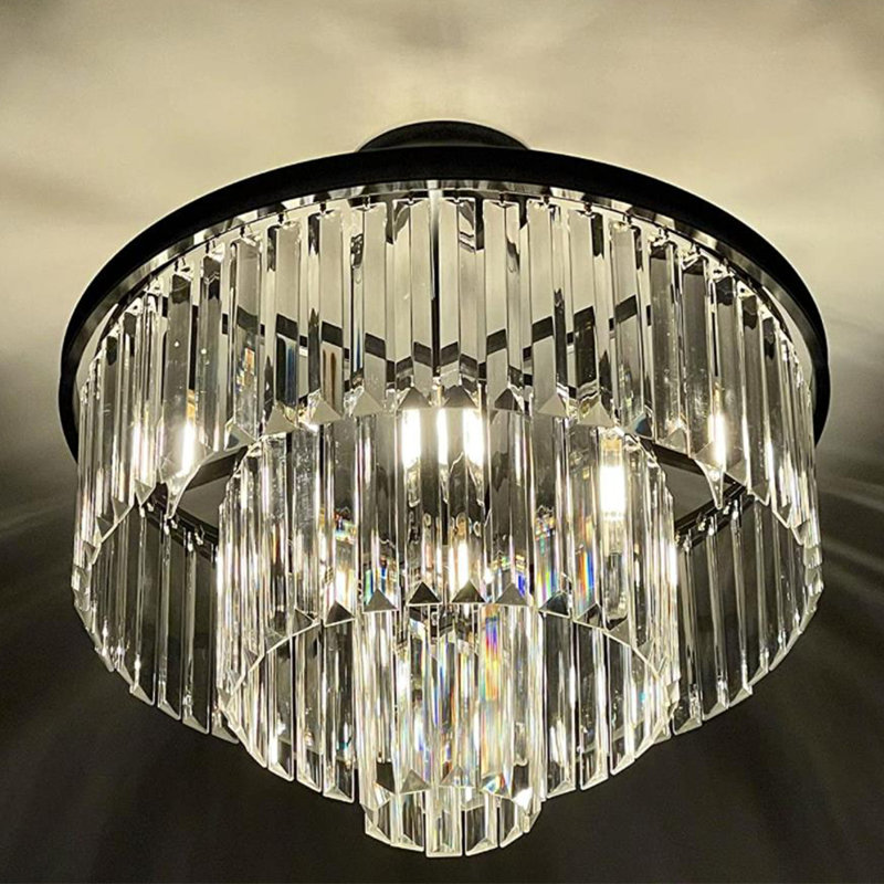 Geboe 6 - Light Dimmable Tiered Chandelier, Black
