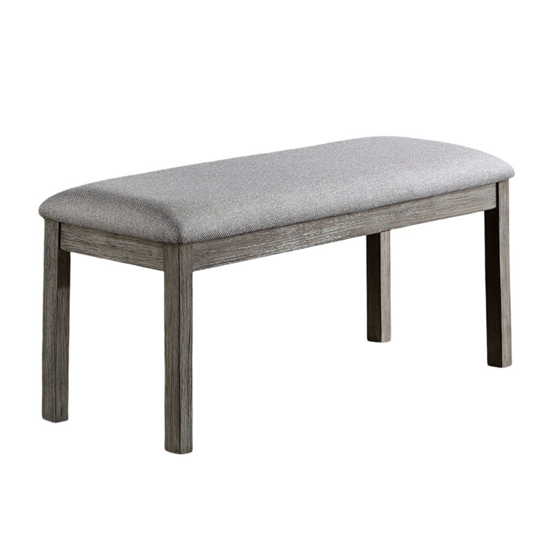 Gray Color Dining Bench Padded Seat 1Pc Bench Kitchen Dining Room Wire-Brushed Finish