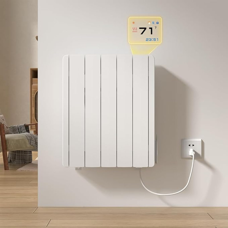 Electric Wall Heater For Indoor Use LED Display 800W Adjusting Thermostat Convection Space Heater Freestanding With Wheels Plug-In Electric Panel Heater Easy Control, Safety Features