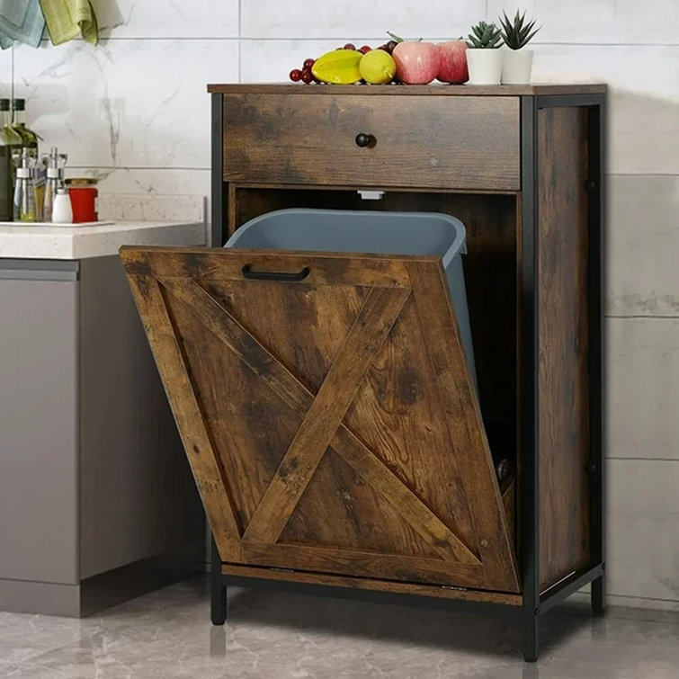 TOLEAD Double Tilt Out Trash Cabinet 10 Gallon Wooden Free