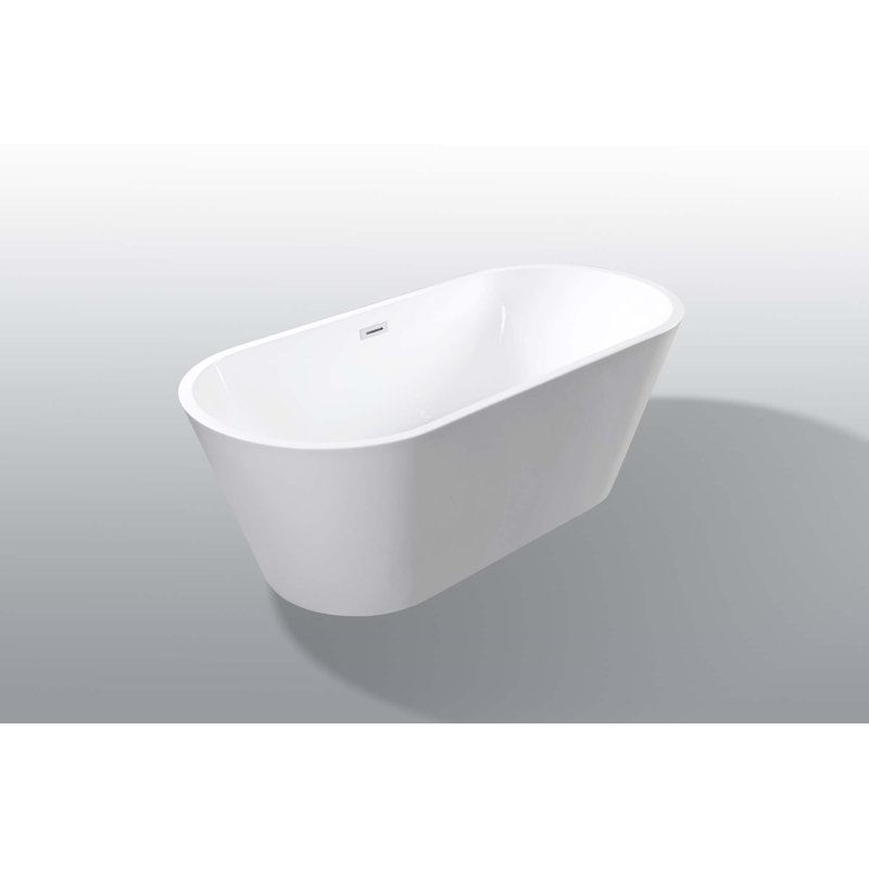 Baignoire autoportante en acrylique avec trop-plein et bonde escamotable en chrome, certifiée Cupc
