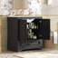 Meuble-lavabo de salle de bain en bois massif de 76 cm (30 po) avec lavabo en céramique intégrée et fini noir