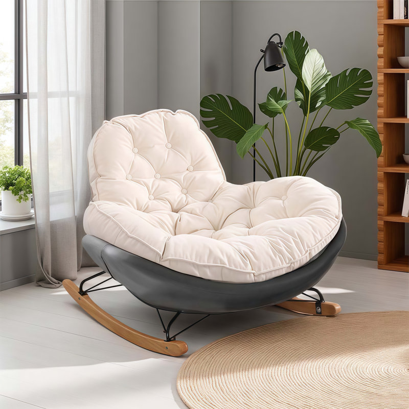 Chaise berçante rembourrée Kimbro, Gris foncé