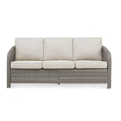 73.6" PE Wicker Rattan Outdoor Furniture Set, 3 Seat Sofa With Deep Seat Cushions