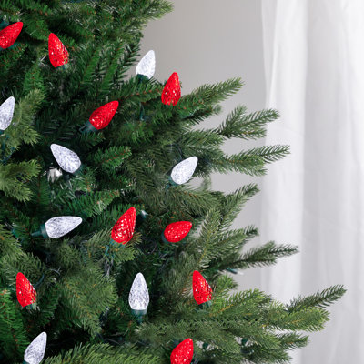 Lumières de Noël à facettes 100 lumières C9 à DEL - fil vert 66 pi