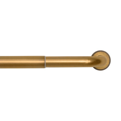 TWOPAGES Heavy Duty Curtain Rod 1.25 Inch Diameter, Gold Adjustable Warp Around Drapery Rod 120 to 170 Inch, Burnished Brass