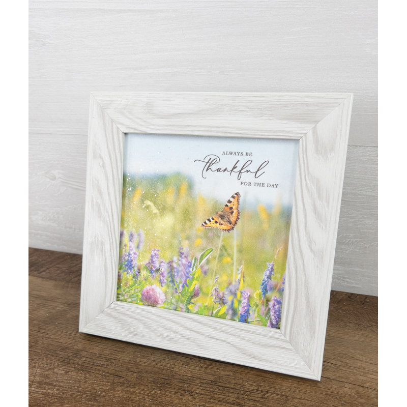 «Always Be Thankful Butterfly», encadré sur papier, Blanc