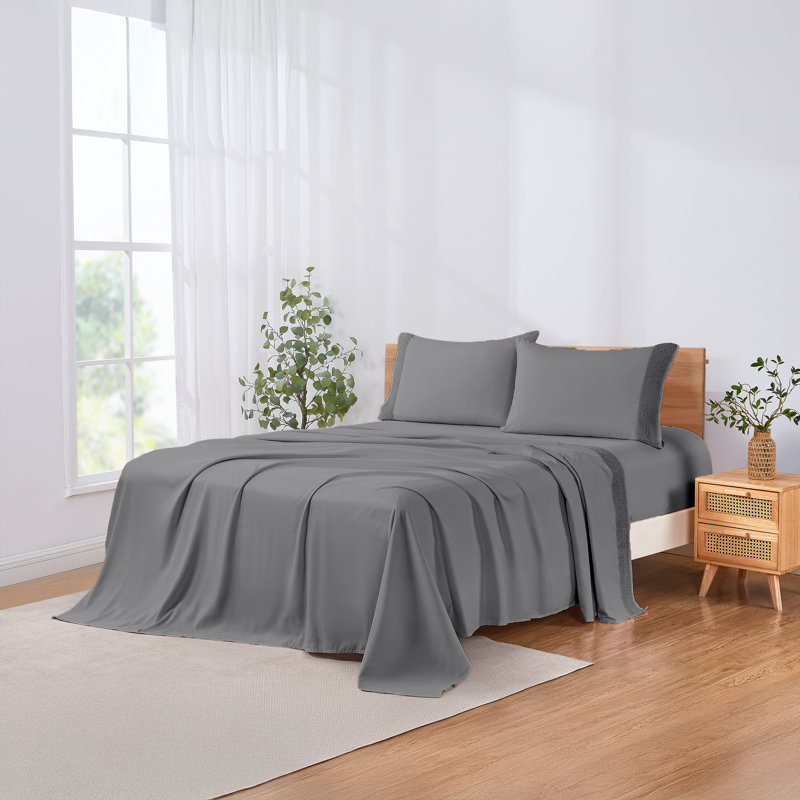 Ensemble de draps en microfibre 4 pièces Modern, Ensemble de draps pour lit simple + 1 drap-housse , Pierre