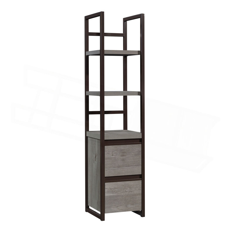 Bibliothèque étroite à 2 tablettes, finition brune