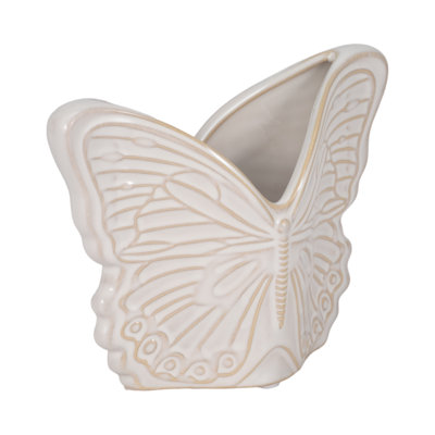 Sagebrook Home 7" Butterfly Planter, Ivory