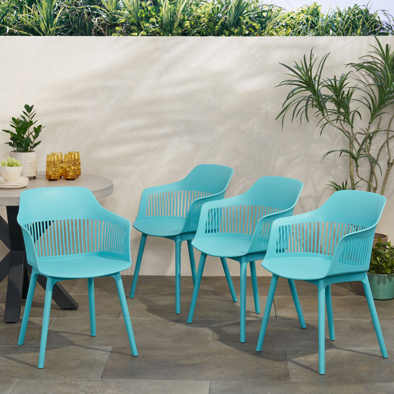 Jacqueline Outdoor Dining Armchairs, Teal