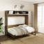 Lit avec rangement pour garde-robe, tablettes ouvertes en bois antique - garde-robe pleine grandeur à espace optimisé et décoratif, tiroirs