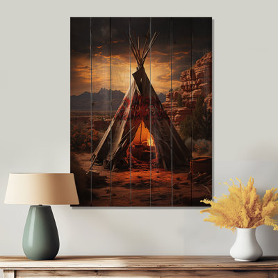 " Orange Native Tipi Embracing Tradition I "