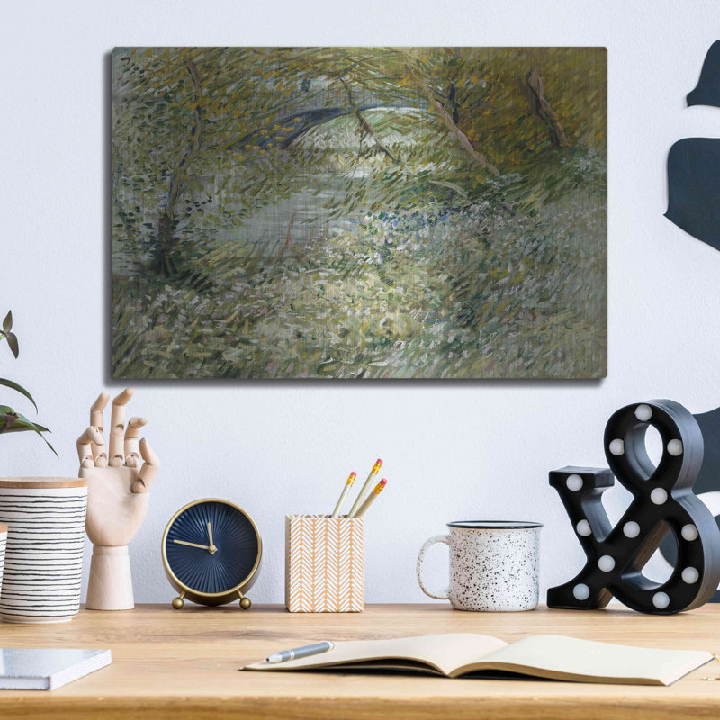 Winston Porter 'River Bank In Springtime' by Vincent Van Gogh, Metal Wall Art, 16"x12", H 12 po x l 16 po