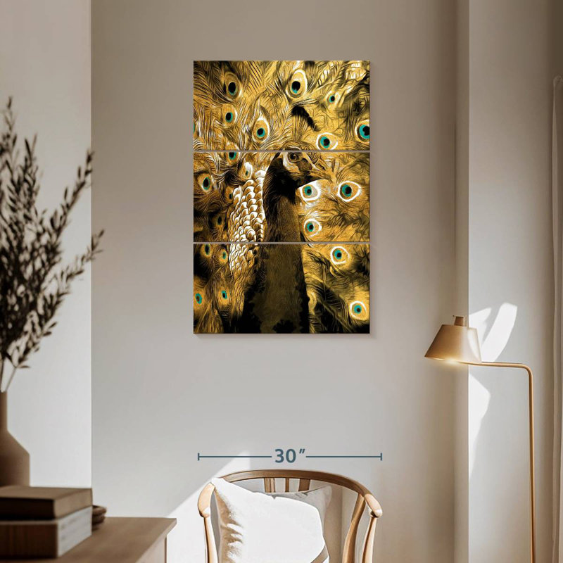 Brampt Gold Peacock, 57" H x 36" W