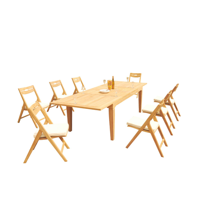 Cimara 8 - Person Teak Wood Patio Dining Set with Rectangular Table