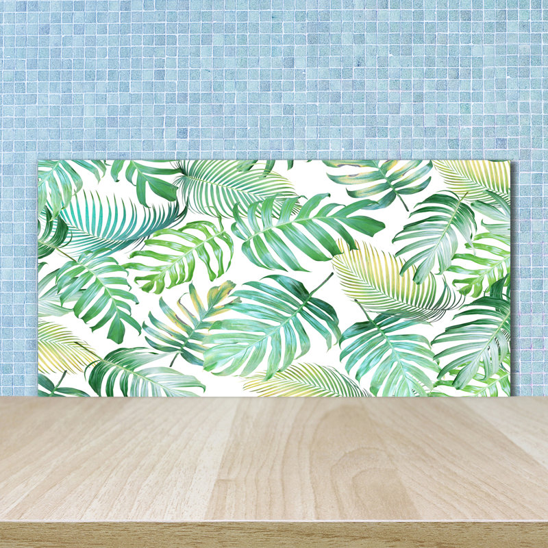 Kuhle Flowers And Plants - Green - Tropical Leaves - No Frame Print on Glass