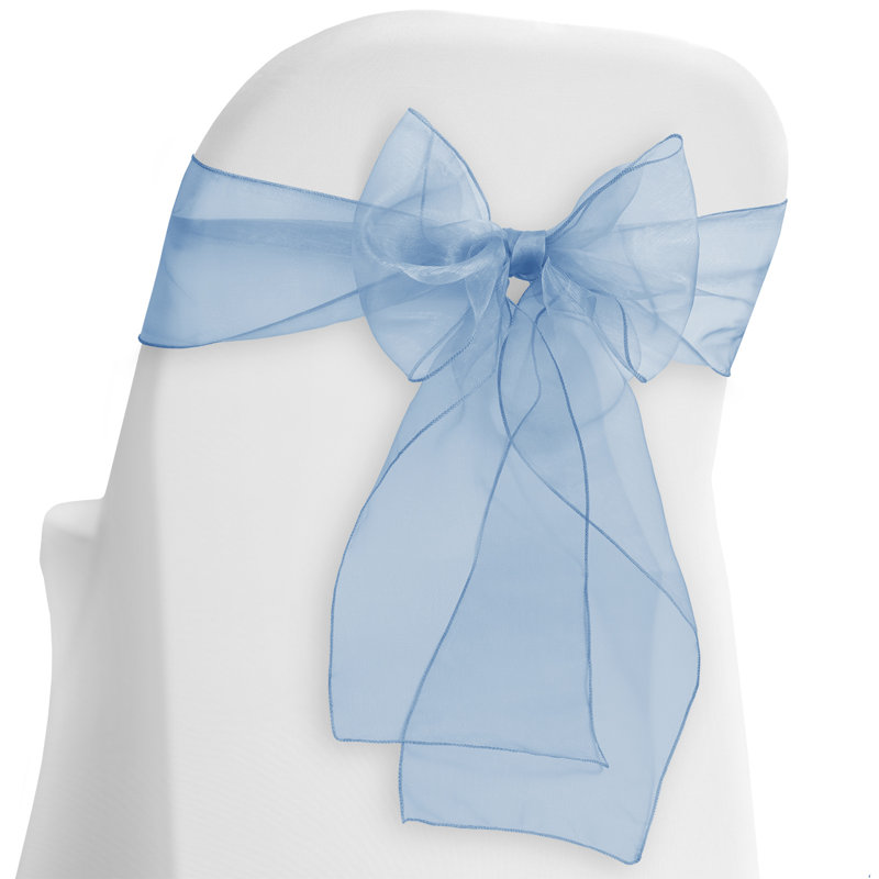 Élégantes écharpes de chaise en organza, Bleu pastel