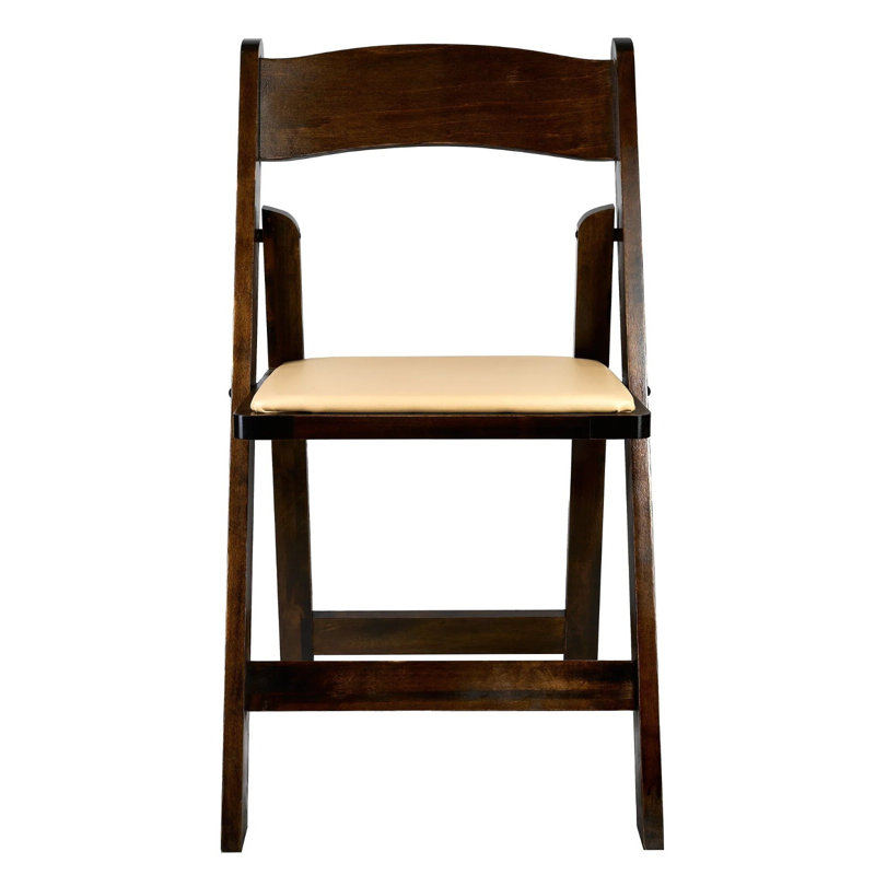 ToughWood Folding Chair with Cushion by Chivari, Fruitwood/Tan