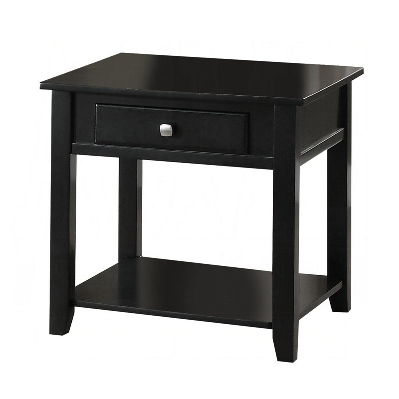 Black End Table With Bottom Shelf