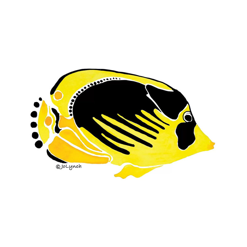 Fish Yellow Black 1 Piece Wrapped Canvas Wall Art, 66.04cm H x 101.6cm W