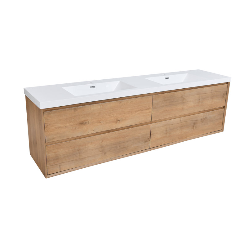 84" Wall-mount Bathroom Vanity With Integrated Sink Combo
