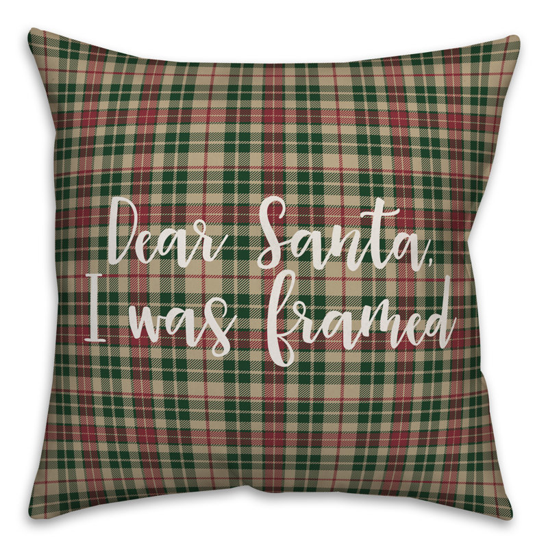  Cher Père Noël, j'ai été encadré d'un tartan, Housse de coussin