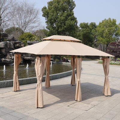 13x10 Outdoor Patio Gazebo Canopy Tent With Ventilated Double Roof And Mosquito net(Detachable Mesh Screen On All Sides),Suitable for Lawn, Garden, Backyard and Deck