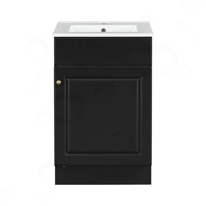 Meuble-lavabo avec lavabo et tablette réglable, Noir